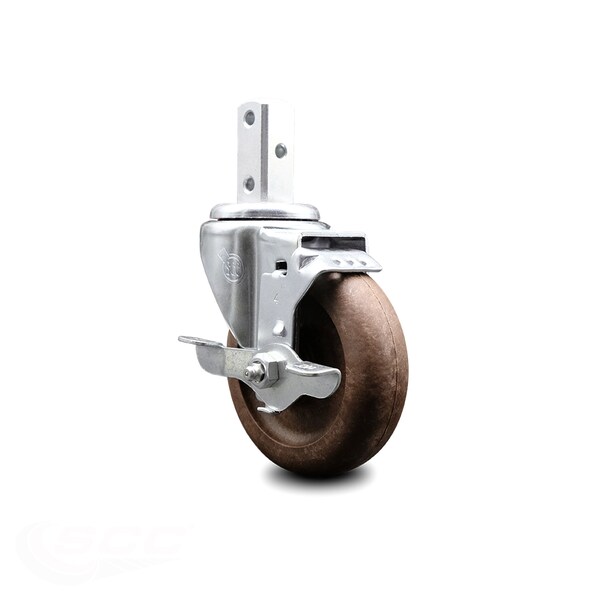 4 Inch High Temp Glass Filled Nylon 7/8 Inch Square Stem Caster with Brake SCC